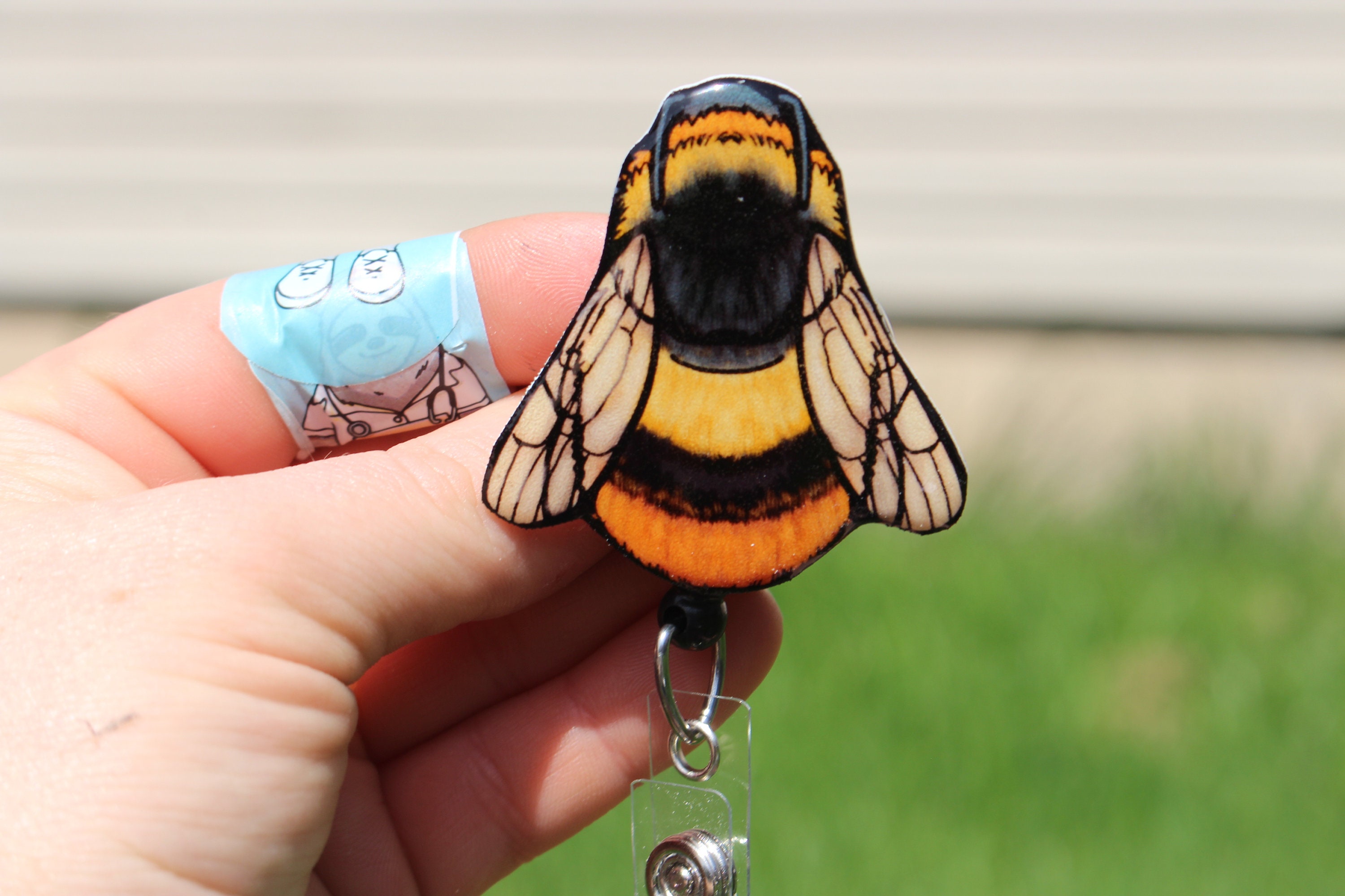 Acrylic Black & Yellow Bee Belt Clip Retractable I.D Badge Reel and Re –  Gifted.With.Creativity
