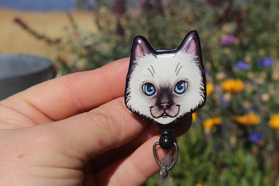 Rag Doll Himalayan Siamese Badge Reel ID Holder: Gift for Cat