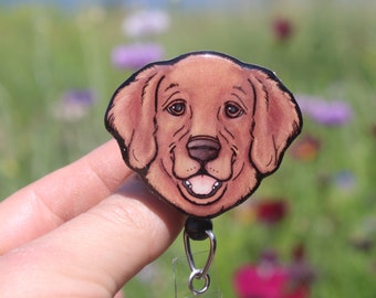 Golden Retriever Badge Reel ID Holder: Gift for Dog Lovers, Vet Techs,  Veterinarians, Cute Animal Badge Reels 