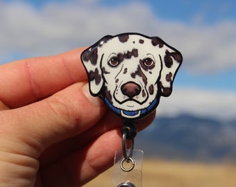 Dalmatian Badge Reel Id Holder: Gift for Dog Lovers, Teachers, Vet