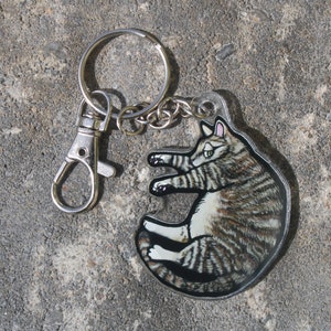 Tabby Cat Keyring: Gift for Cat lovers, vet techs, veterinarians, zookeepers or animal memorial cute animal Keychains