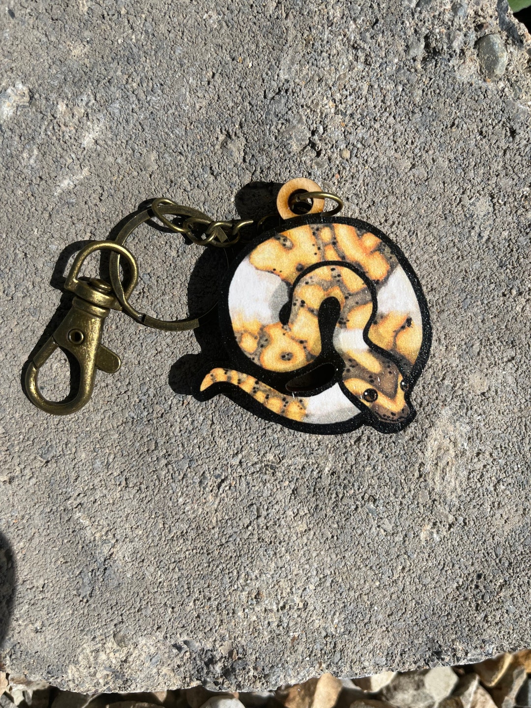 Wood Banana Ball Python Keychain: Gift for Snake Animal Lovers, Bird ...