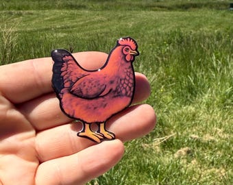 Chicken Rhode Island Red Magnet:  Gift for Bird Lover, Vet tech, zookeeper, teacher,zookeepers  cute acrylic animal art for fridge or locker