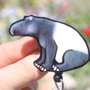 Tapir Badge Reel ID holder: Gift for Tapir lovers, nurses, vet techs, veterinarians, zookeepers' loss memorial animal badge reels