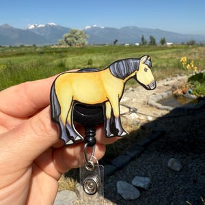 Horse Badge Reel ID holder: Gift for farm Animal Lovers, nurses, vet techs, veterinarians, Teachers cute acrylic animal badge buddy
