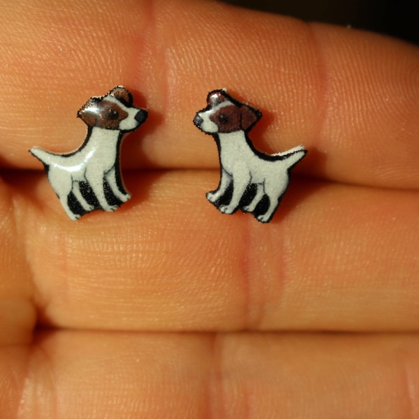 Jack Russell Terrier Earrings : Stainless steel posts for sensitive ears Great gift for dog lovers