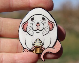 White Dumbo Rat Magnet: Gift for Rat Lovers, Vet Techs, veterinarians, teachers, Rat loss memorial cute animal magnets for locker or fridge