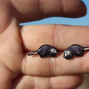 Opossum Earring Studs: Stainless Steel posts for animal lovers, vet techs, veterinarians. zookeepers for sensitive ears