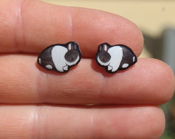 Dutch Bunny Rabbit Stud Earrings: Gift for animal lovers, vet techs, veterinarians, zookeeper's cute earrings with Stainless Steel Posts