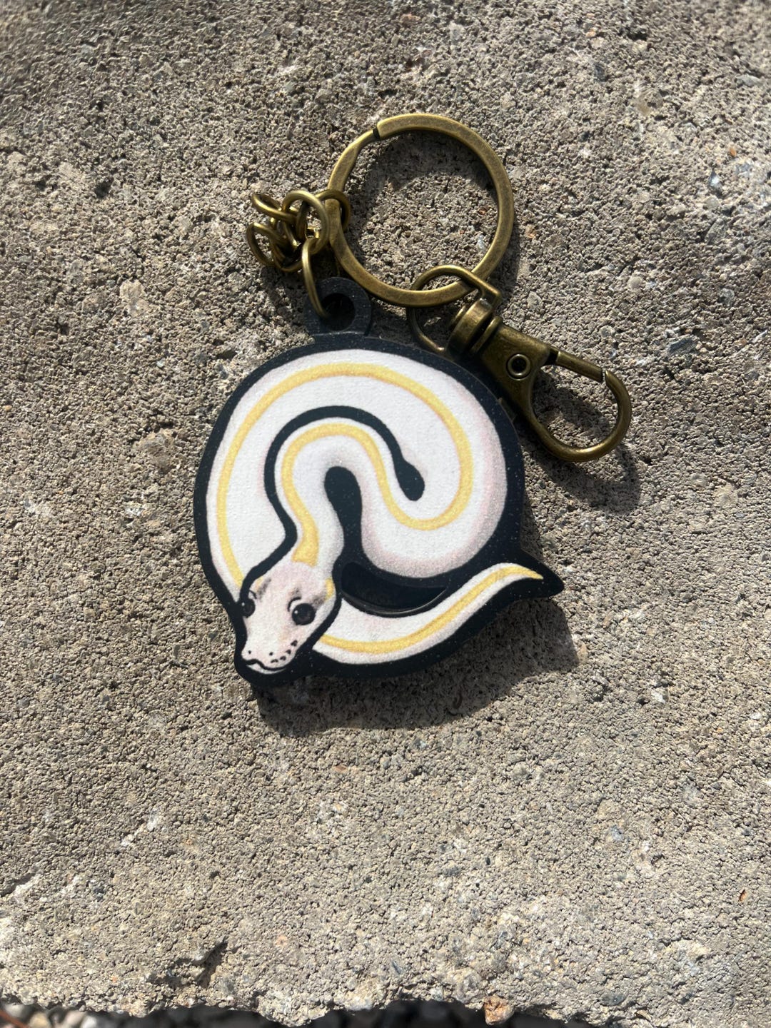 Wood Ivory Ball Python Keychain: Gift for Snake Animal Lovers, Vet ...