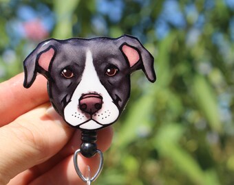 Pit Bull Badge reel Id holder: Gift for pitbull lovers,teachers, nurses, vet techs dog lovers dog animal badge reels