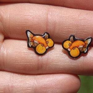 Bubble Eye Goldfish Earring Studs: Gift for fish lovers, vet techs, veterinarians, zookeeper's cute earrings with Stainless Steel Posts