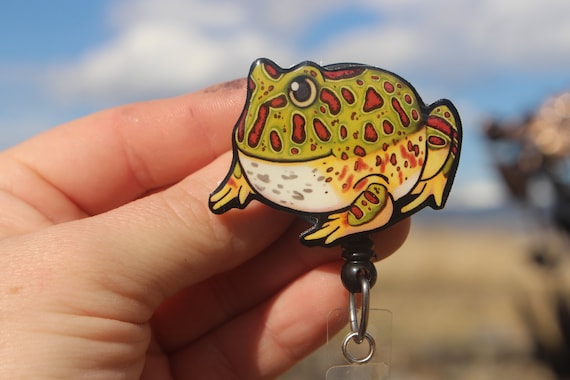 Pacman Frog Badge Reel ID Holder: Gift for Frog Lovers, Nurses