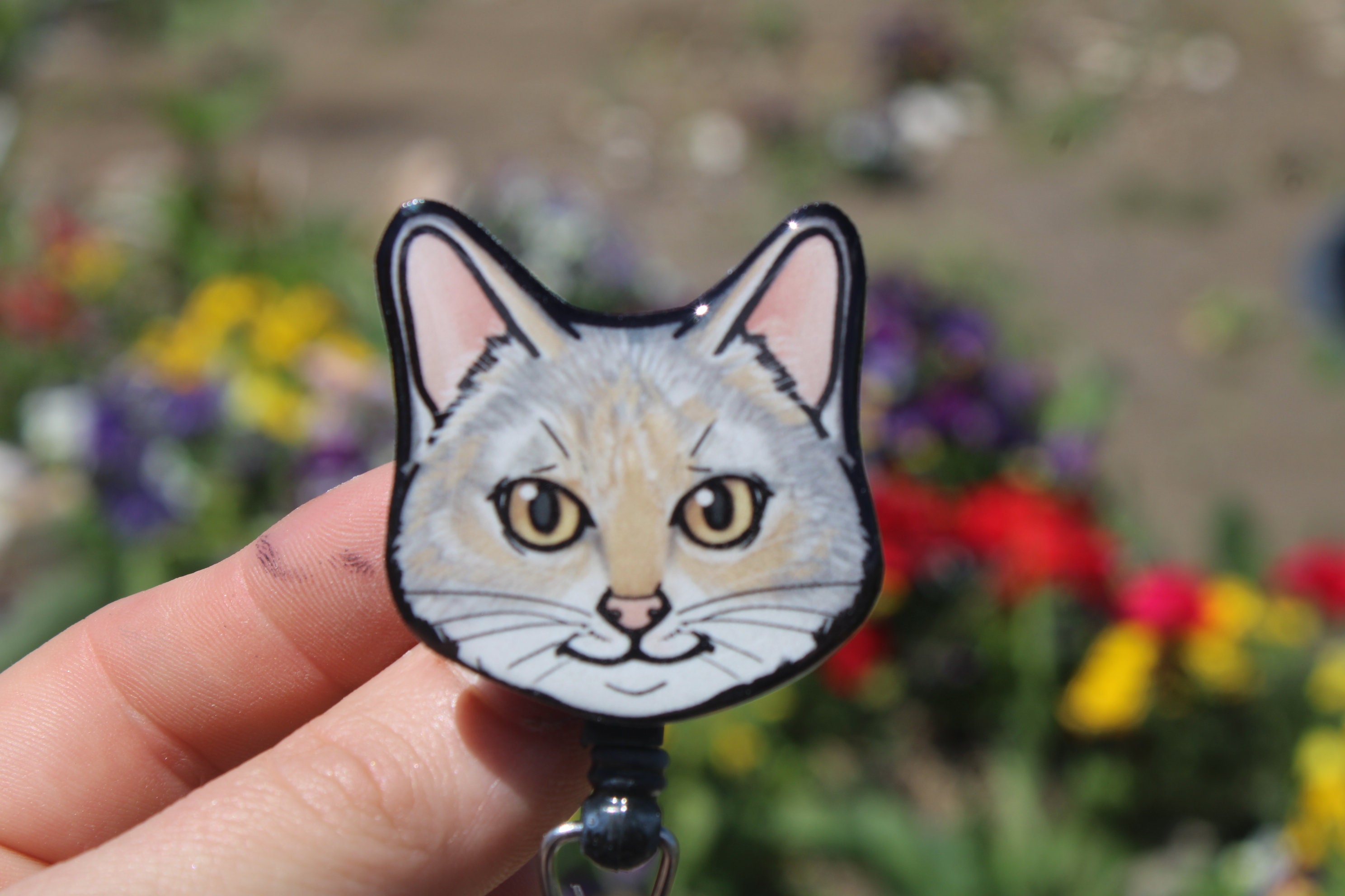 Dilute Calico Cat Badge Reel Id Holder: Gift for Cat Lovers