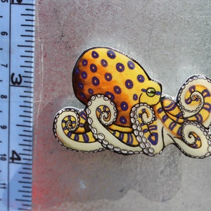 Blue-ringed Octopus Magnet Gift for octopus Lovers Cute ocean animal Magnets for locker or fridge image 2