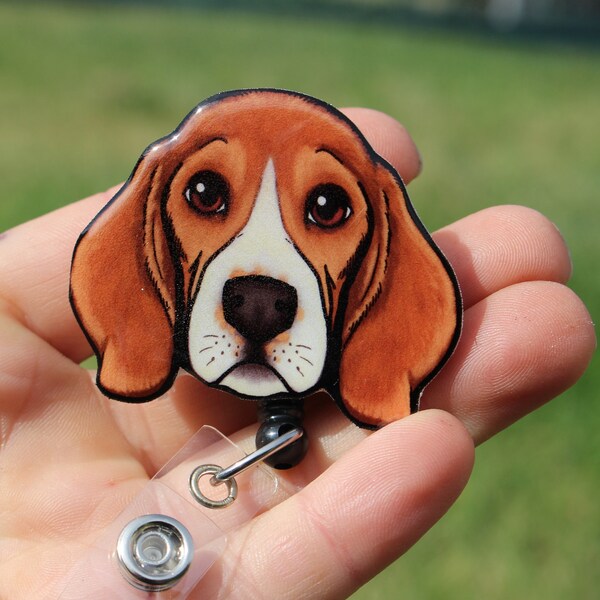 Beagle Badge Reel Id holder Retractable ID Badge holder  CNA HCA Housekeeping veterinarian Nurse Beagle lover gift Dog Animal Badge reels