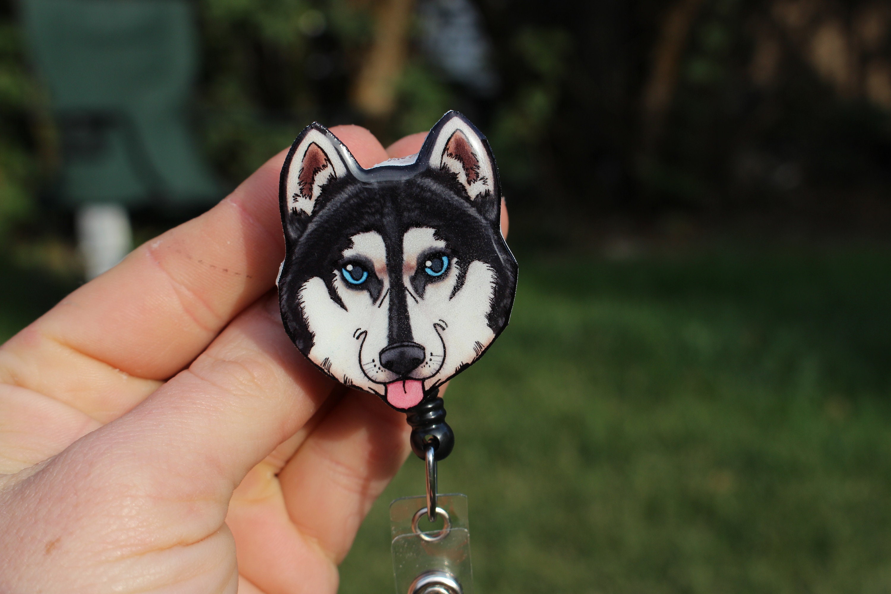 Husky Badge Reel Id holder Gift Husky lovers for Nurse's Etsy