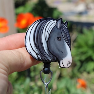 Paint Horse Badge Reel ID holder: Gift for horse lovers Nurses, vet techs, veterinarians, teachers, zookeepers farm animal Badge reels