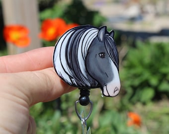 Paint Horse Badge Reel ID Holder: Gift for Horse Lovers Nurses