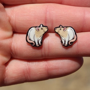 Rat stud Earrings: gift for rat lovers, teacher, vet tech, zookeeper or mouse memorial Cute animal earrings