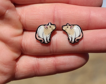 Rat stud Earrings: gift for rat lovers, teacher, vet tech, zookeeper or mouse memorial Cute animal earrings