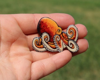 Octopus Magnet: Gift for Octopus lover, scuba diver, vet tech, veterinarian cute ocean magnets for locker or fridge