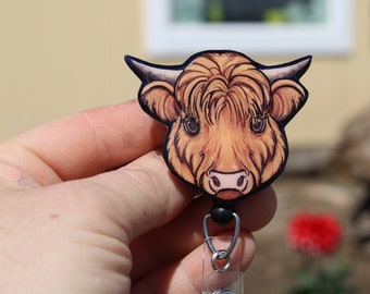 zookeepers vet techs veterinarians farm animal badge reels Red Angus Cow Badge Reel ID holder: Gift for cattle lover