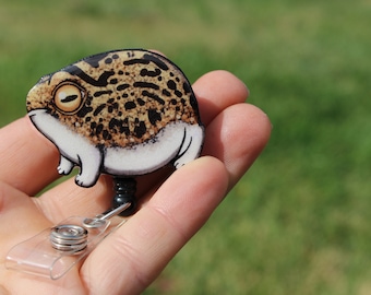 Rain Frog Badge Reel Id holder Retractable ID Badge holder  CNA HCA Housekeeping veterinarian Nurse Frog lover gift Animal Badge reels