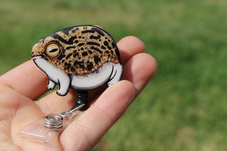 Rain Frog Badge Reel Id holder Retractable ID Badge holder CNA HCA Housekeeping veterinarian Nurse Frog lover gift Animal Badge reels image 1