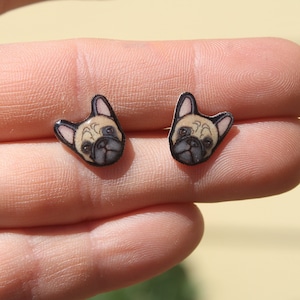 French Bulldog Stud Earrings: Gift for Frenchie dog lovers, vet techs, veterinarians, zookeeper's cute earrings with Stainless Steel Posts
