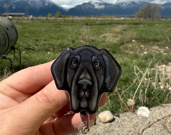 Great Dane Badge Reel ID holder: Gift for Dog Lovers, nurses, vet techs, veterinarians, Teachers cute acrylic animal badge buddy