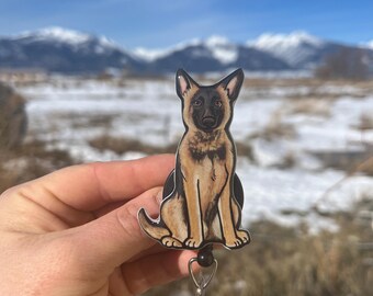 Belgium Malinois Dog Badge Reel ID holder: Gift for Nurses, Animal Lovers, vet techs, veterinarians, Teacher cute Acrylic animal badge buddy
