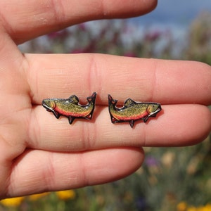 Brook Trout Stud Earrings: Gift for fish lover, vet tech, aquarium, zookeeper, veterinarians cute fish earring stainless steel posts