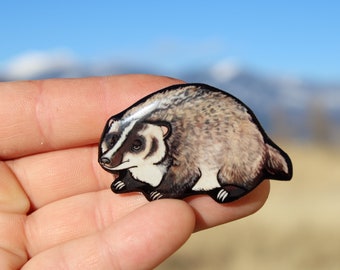 American badger Magnet: Gift for badge lovers, vet techs, veterinarians, zookeepers cute animal magnets for locker or fridge