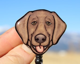 Chocolate Lab Retriever Retractable ID Badge holder: Gift for dog lovers, vet techs, veterinarians, nurses cute animal badge reels
