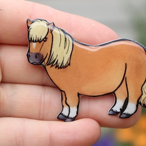 Palomino Shetland Pony: Gift for Pony horse lovers or pony loss memorial Cute animal magnets for  locker or fridge