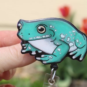 Milk Frog Badge Reel Id Holder: Gift for Frog Lovers, Vet Techs