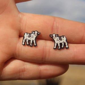 Holstien Calf Cow stud Earrings: gift for farm lovers, teacher, vet tech, zookeeper animal earrings
