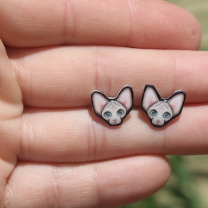 Sphinx Cat Stud Earrings: Gift for cat animal lovers, vet techs, veterinarians, zookeeper's cute earrings with Stainless Steel Posts