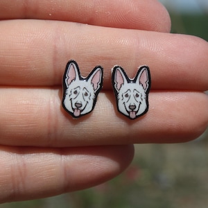 German Shepherd Stud Earrings: Gift for dog animal lovers, vet techs, veterinarians, zookeeper's cute earrings with Stainless Steel Posts