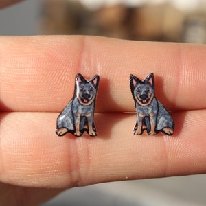 Blue Heeler Earrings: Gift for dog lovers cute animal earrings posts for sensitive ears