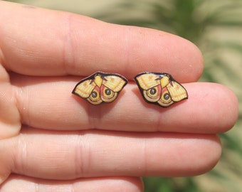 Io Moth Stud Earrings: Gift for animal lovers, vet techs, veterinarians, zookeeper's cute earrings with Stainless Steel Posts