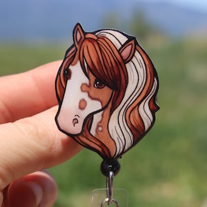 Horse Badge Reel ID holder: Gift for horse lovers Nurses, vet techs, veterinarians, teachers, zookeepers farm animal Badge reels