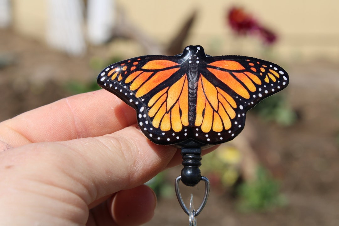 Monarch Butterfly Badge Reel Id Holder: Gift for Nurses, Vet Tech