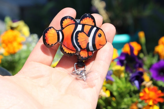 Clown Fish Badge Reel: Gift for Fish Lovers or Nurse Veterinarian