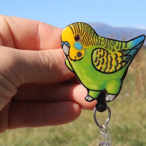 Budgie Badge Reel ID holder: Gift for Bird lover, nurse, vet tech, veterinarian, teachers, zookeepers bird animal badge reels