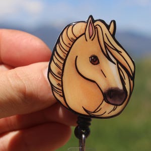 Horse Badge Reel ID holder: Gift for horse lovers Nurses, vet techs, veterinarians, teachers, zookeepers farm animal Badge reels