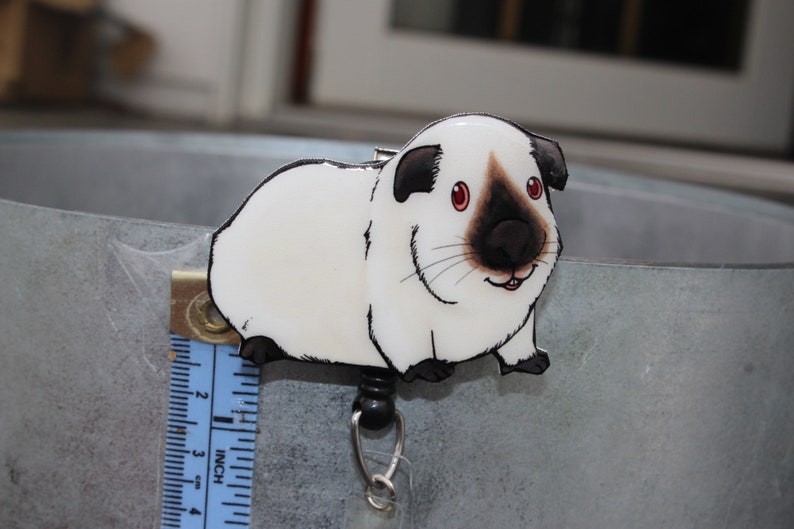 vet techs cute animal badge reels nurses veterinarians zookeepers Guinea Pig badge Reel ID holder: Retractable gift for cavi lovers