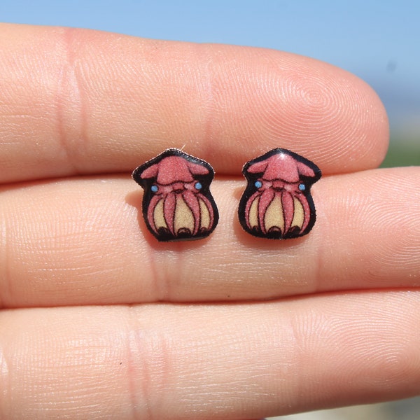 Vampire Squid Earring Studs: Gift for ocean lovers, vet techs, veterinarians, zookeeper's cute earrings with Stainless Steel Posts