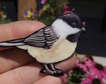 Chickadee Magnet: Gift for song bird lovers, wild bird gifts, garden lovers cute bird magnets for locker or fridge